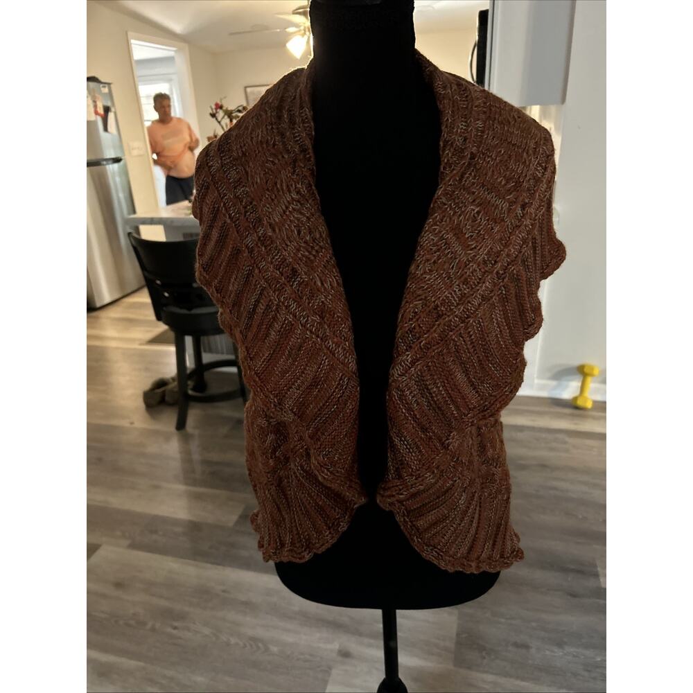 Reference Point Open Front Fall Ruffle Shawl Sz M - Picture 4 of 8